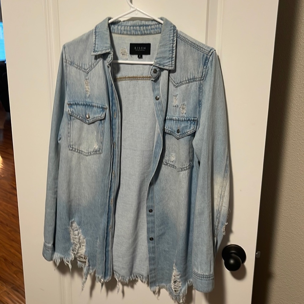 Worn once denim button up